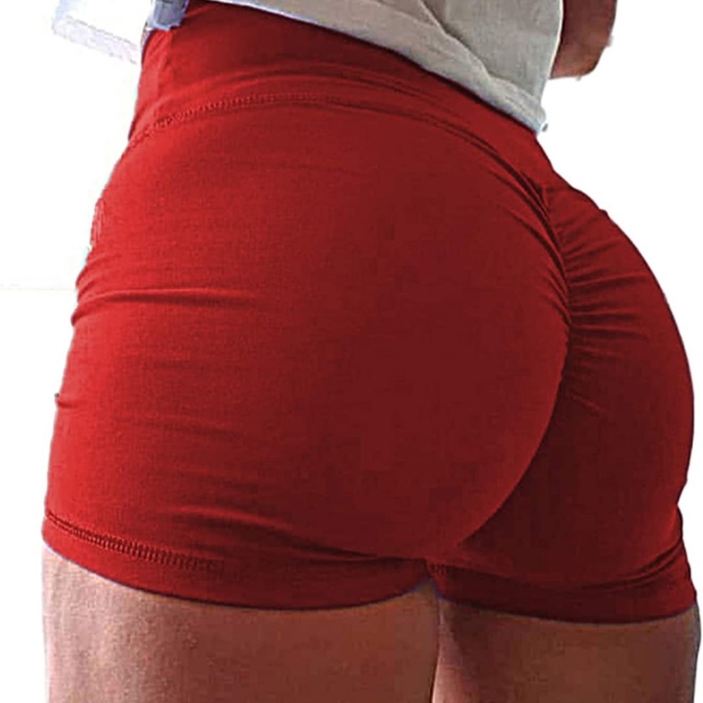 Red scrunch gym shorts